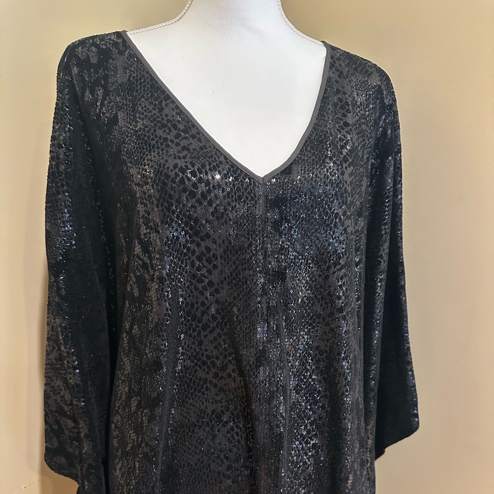 NATURI Brand Gorgeous Animal Print Sequin Poncho